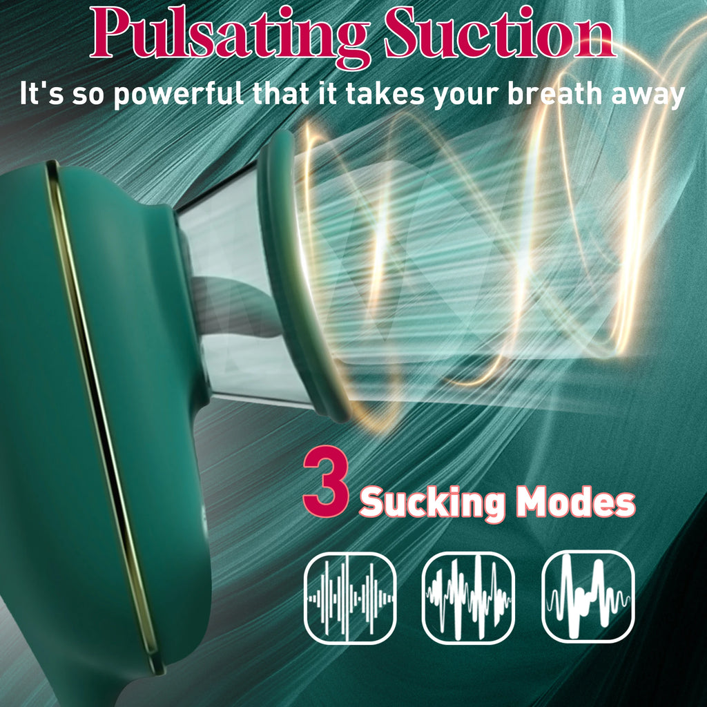 Adult Sex Toy 3-in-1 Licking Vibrator 3 Suction Modes Clitoral Stimulation Extendable Thrusting Masturbator Suitable for Women