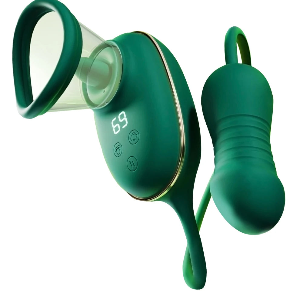 Adult Sex Toy 3-in-1 Licking Vibrator 3 Suction Modes Clitoral Stimulation Extendable Thrusting Masturbator Suitable for Women