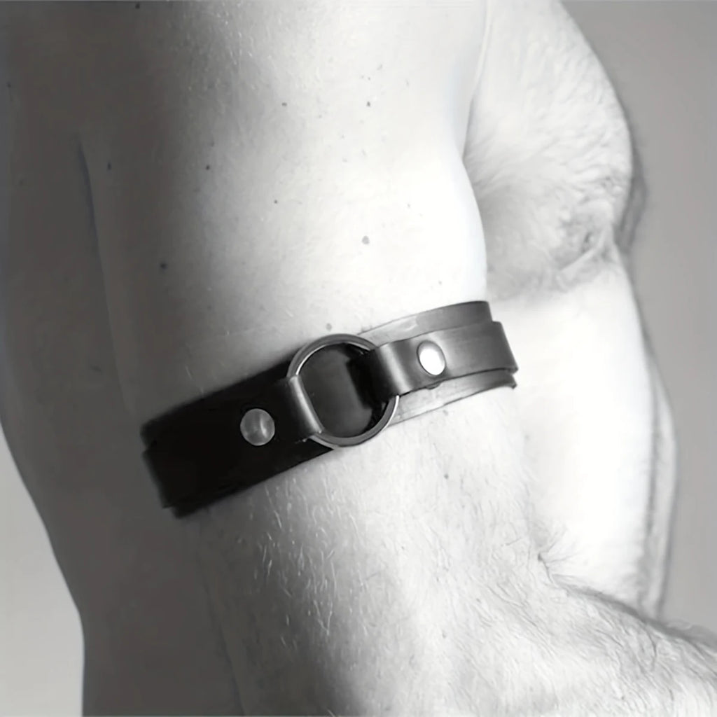 Adjustable Bondage Body Cage Arm Rings Erotic Rave Sexy Men Armband Fetish Gay Harness Belts Cosplay Clubwear Accessories