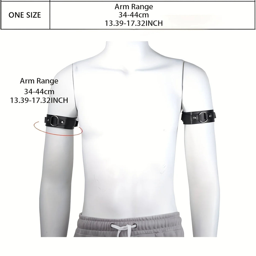 Adjustable Bondage Body Cage Arm Rings Erotic Rave Sexy Men Armband Fetish Gay Harness Belts Cosplay Clubwear Accessories