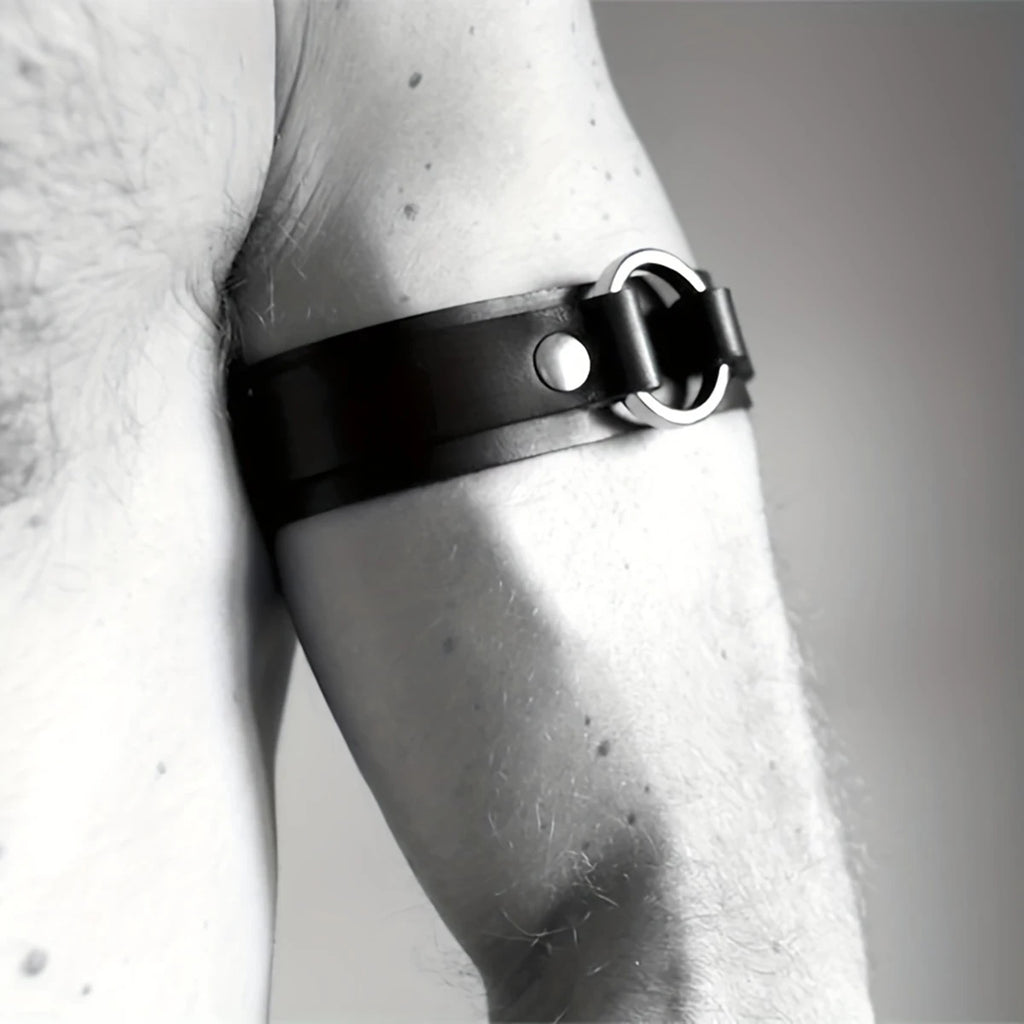 Adjustable Bondage Body Cage Arm Rings Erotic Rave Sexy Men Armband Fetish Gay Harness Belts Cosplay Clubwear Accessories