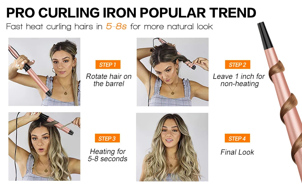 5 in 1 Curling Iron Set - BESTOPE PRO Curling Wand Iron with Interchangeable Barrels, 0.35”-1.25” Hair Curler Wand for Hairstyle
