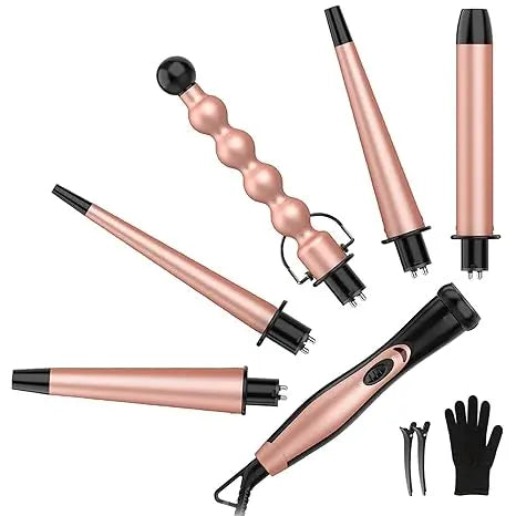 5 in 1 Curling Iron Set - BESTOPE PRO Curling Wand Iron with Interchangeable Barrels, 0.35”-1.25” Hair Curler Wand for Hairstyle