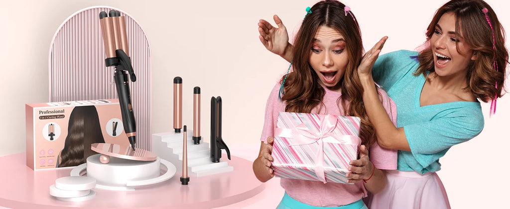 BESTOPE PRO 5 in 1 Wand Curling Iron-Curling Wand Set with Hair Straightener, 3 Barrels Hair Crimper Iron, 3 Ceramic Curling Iro