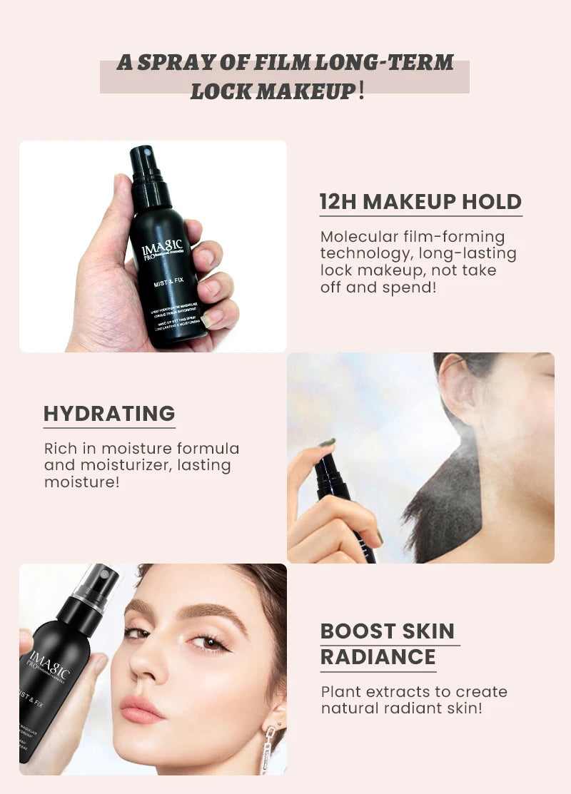 IMAGIC 80ml Makeup Setting Spray Long Lasting Oil Controlling Natural Water Mist Quick Makeup Setting Moisturizing Fix Spray