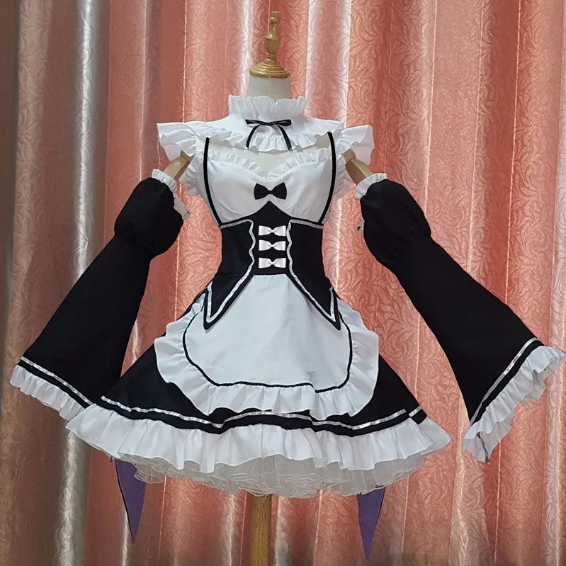in stock  Re:zero Kara Hajimeru Isekai Seikatsu Rem Ram Maid Cosplay Costumes  Kawaii  dresses   Maid