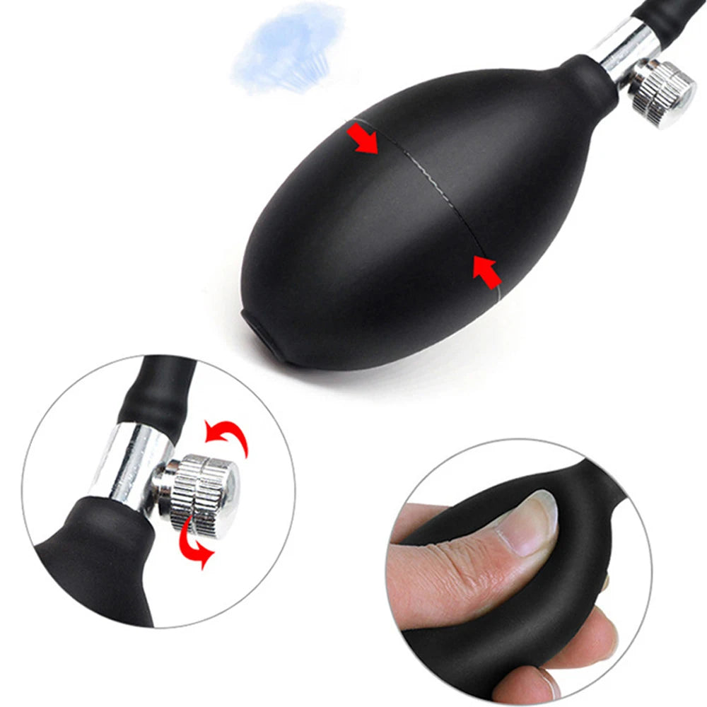 Inflatable Anal Plug Built-in Steel Ball Dildo Huge Buttplug Prostate Massage Sex Toy For Women Men Anus Expander Pump