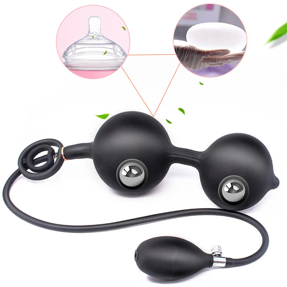 Inflatable Anal Plug Built-in Steel Ball Dildo Huge Buttplug Prostate Massage Sex Toy For Women Men Anus Expander Pump