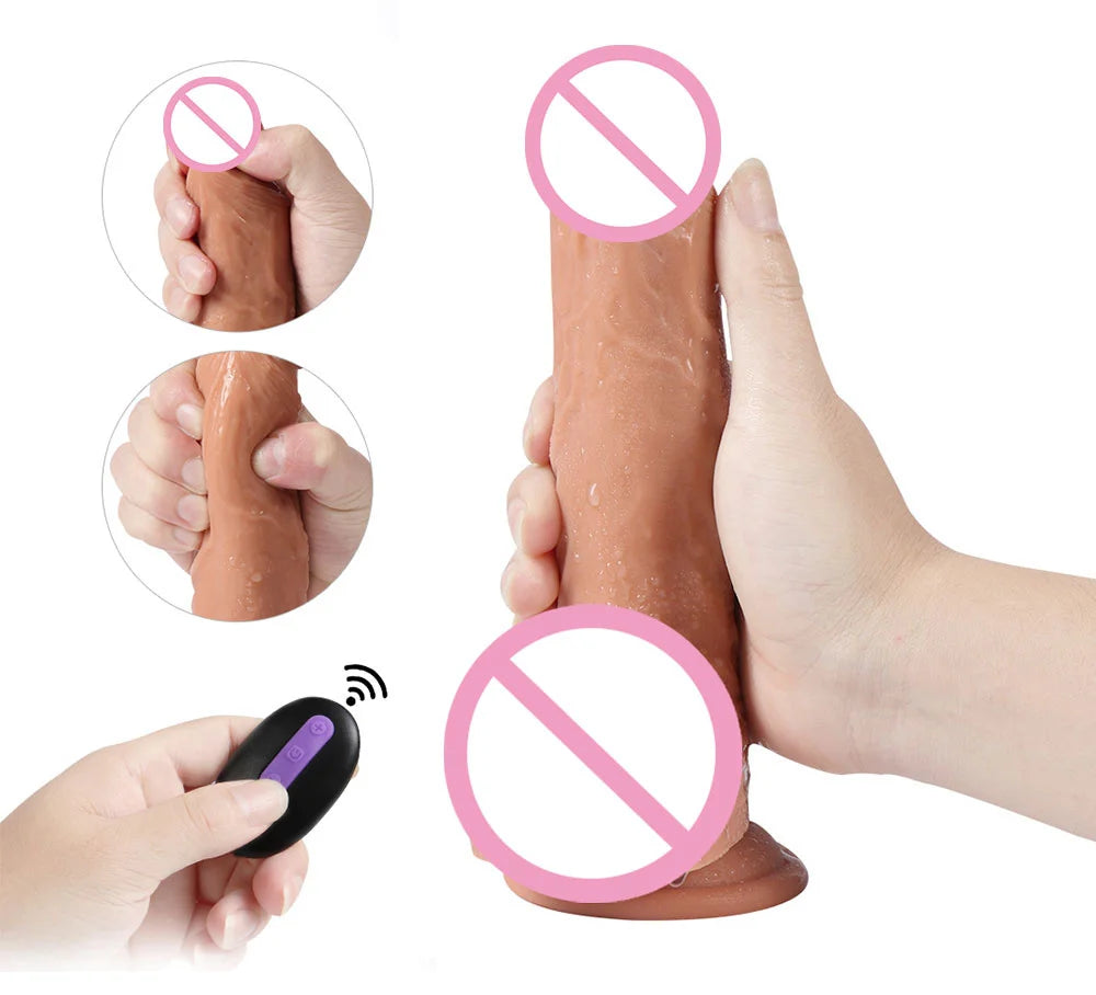 Thrusting Dildo Vibrator Sex Toy Black Realistic Vibrating Dildos G-spot Anal Stimulation Vibrating Dildo for Women Masturbation