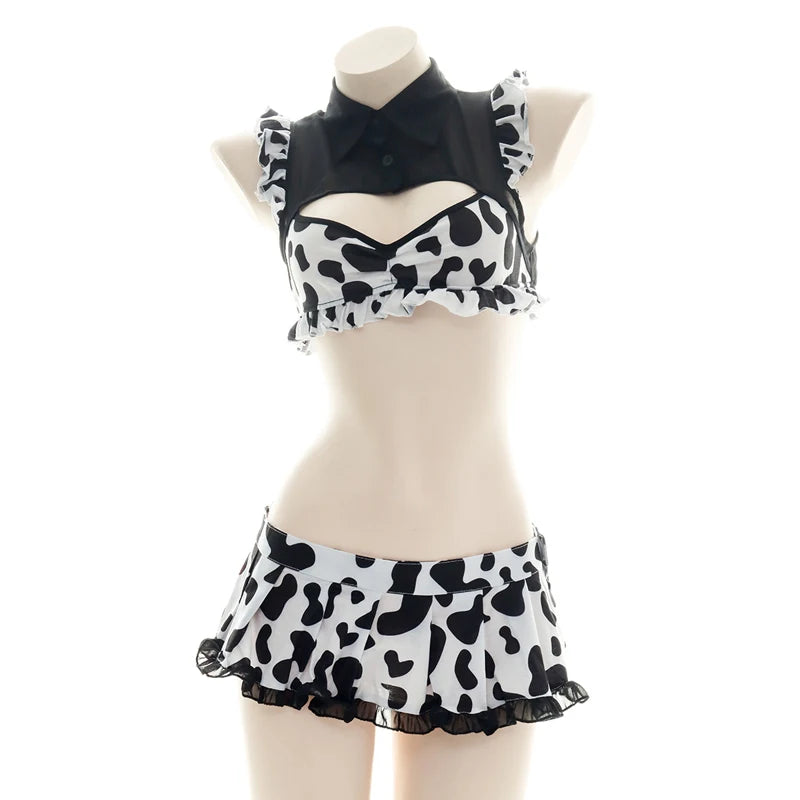 AniLV Anime Cartoon Cow Series Bodysuit Underwear Maid Unifrom Costume Kawaii Girl Bikini Swimsuit Set Outfit Cosplay