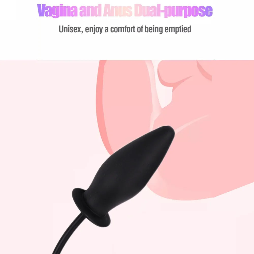 Water Spray Inflatable Anal Plug Anal Enema Cleaner Anus Dilator Dildo Silicone Buttplug Expander Washer Sex Toys for Women Men