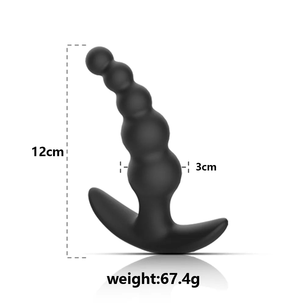 Remote-Controlled Anal Beads Vibrator Prostata Massager and Toy Butt Plug for Men and Women