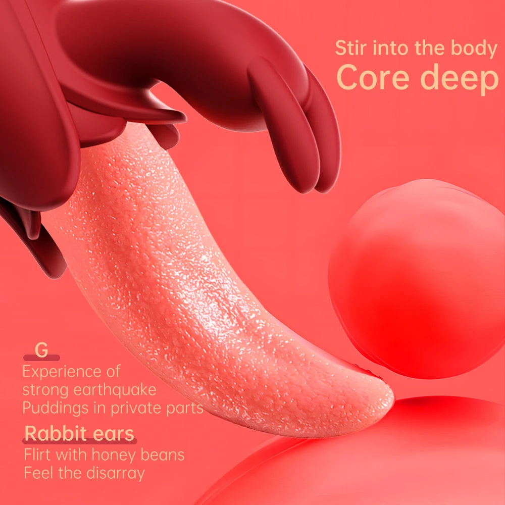 Realistic Tongue Licking Vibrator G-spot Nipple Double Stimulator  Rabbit Vibrator for G-Spot Orgasm Massage Adult Toy for Women