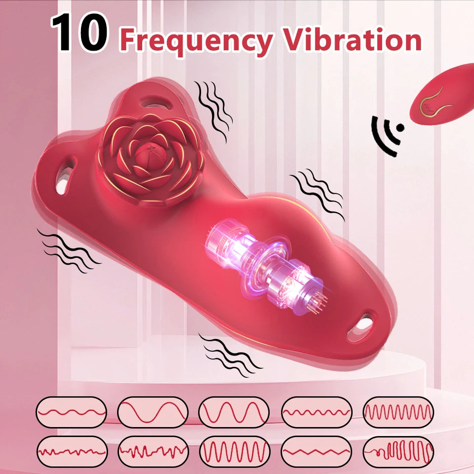 USB Adult Wearable Panty Vibrator with 10 Mode Remote Control Rose Vibrators for Men and Women's Sexual Pleasure