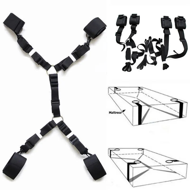 Adult Sex Products Erotic Bondage Bed Games BDSM Sex Bondage Set Women Handcuffs Ankle Cuff Restraints Sex Toys For Couples