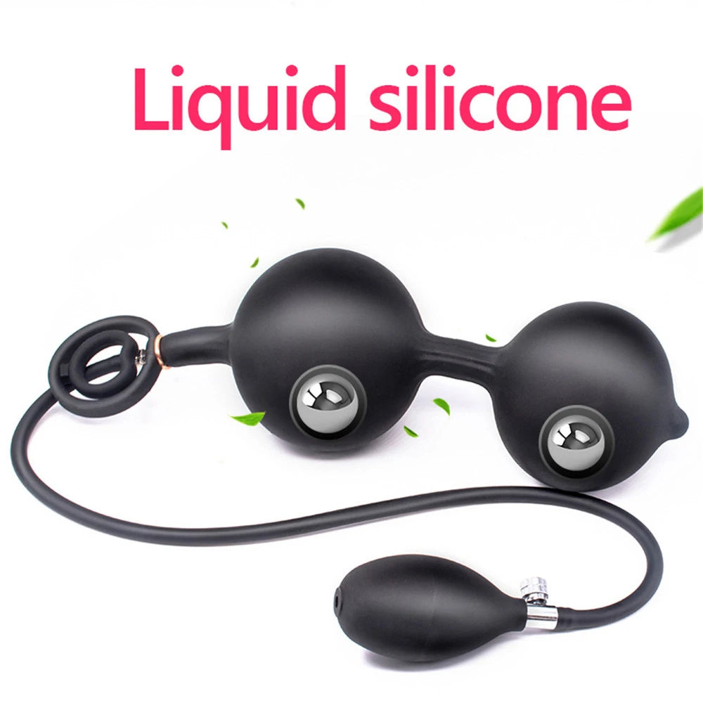 Inflatable Anal Plug Built-in Steel Ball Dildo Huge Buttplug Prostate Massage Sex Toy For Women Men Anus Expander Pump