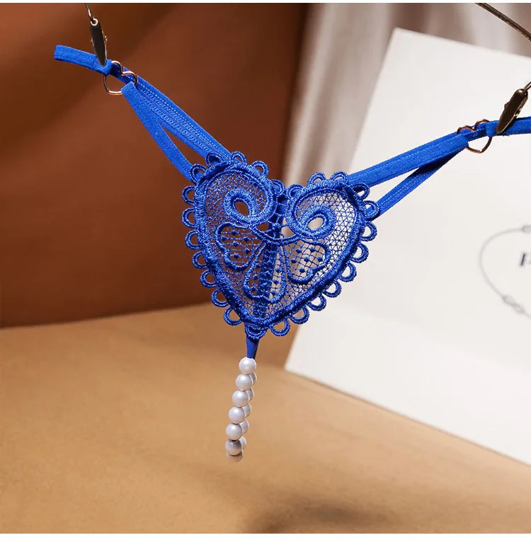 Adults Games Sex Toys of Lace Thongs G String Panties with Sexy Pearl Massaging Bead Crotchless T-back for Fetish Lingerie Flirt