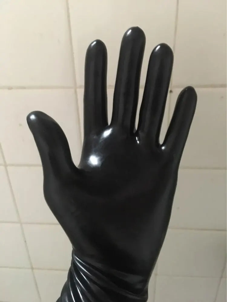 Chlorated Unisex Short Latex Gloves Mittens Fetish Slim Finger Wrist Length Seamless 3D