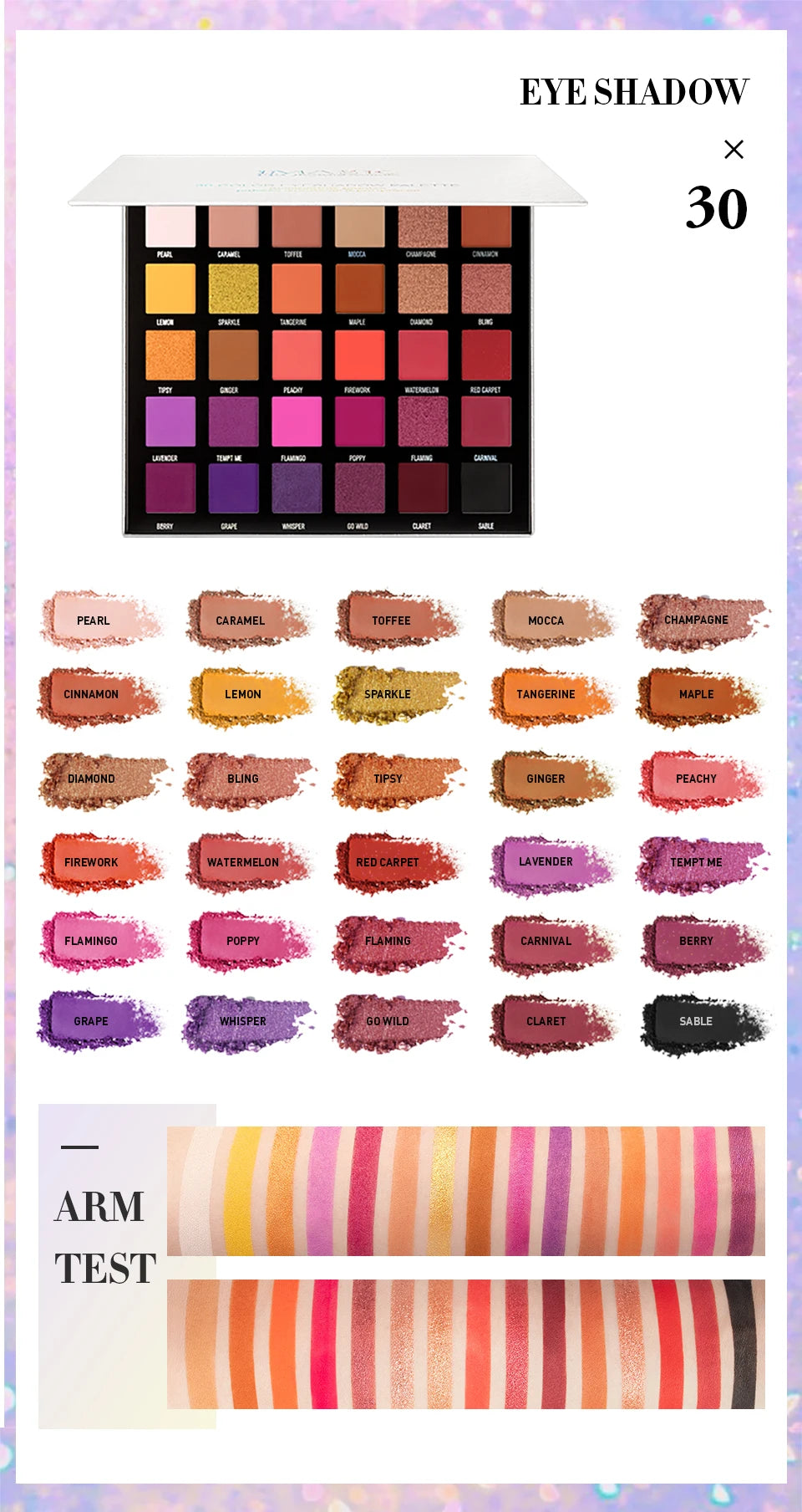 IMAGIC Eyeshadow Palette Matte Make Up Palette Highlight Blus Shimmer Pearlescent Waterproof  Eye shadow Powder And Body Paint