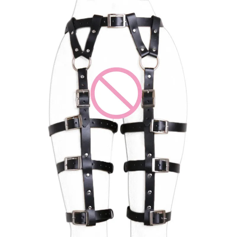 Women Fetish Bdsm Flirt Sex Toys of Slave Leather Bondage Harness Straps with Leg Suspenders Strap Garter Exotic Accessories