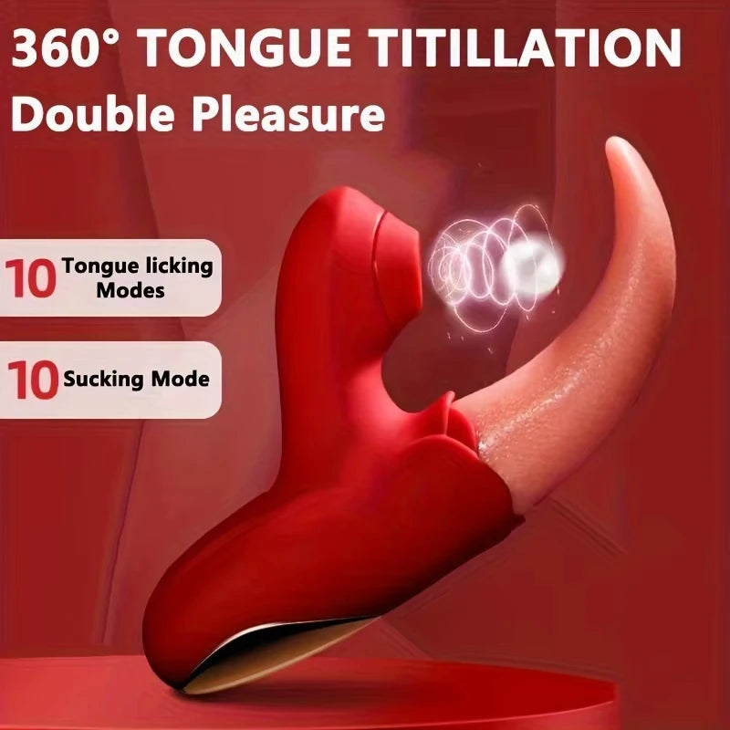 Realistic Tongue Licking Vibrator G-spot Nipple Double Stimulator  Rabbit Vibrator for G-Spot Orgasm Massage Adult Toy for Women