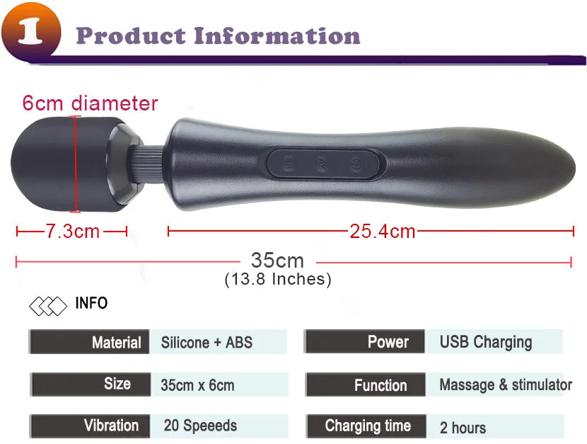 Huge Magic Wand Vibrators for women, USB Charge Big AV Stick Female G Spot Massager Clitoris Stimulator Adult Sex Toys for Woman