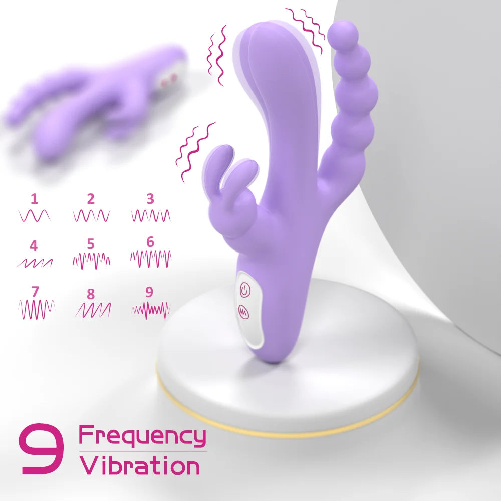 New Arrival Medical Silicone+ABS 9-frequency Vibration G-spot and Anus Stimulus Rabbit Vibrators