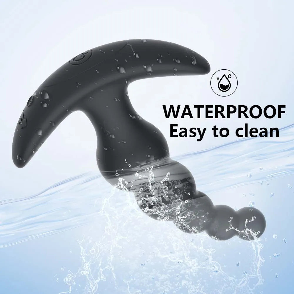 Remote-Controlled Anal Beads Vibrator Prostata Massager and Toy Butt Plug for Men and Women