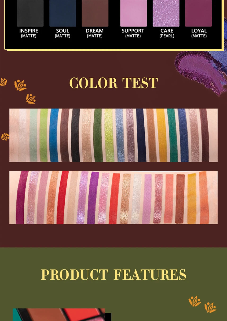 IMAGIC Eyeshadow Palette Matte Make Up Palette Highlight Blus Shimmer Pearlescent Waterproof  Eye shadow Powder And Body Paint