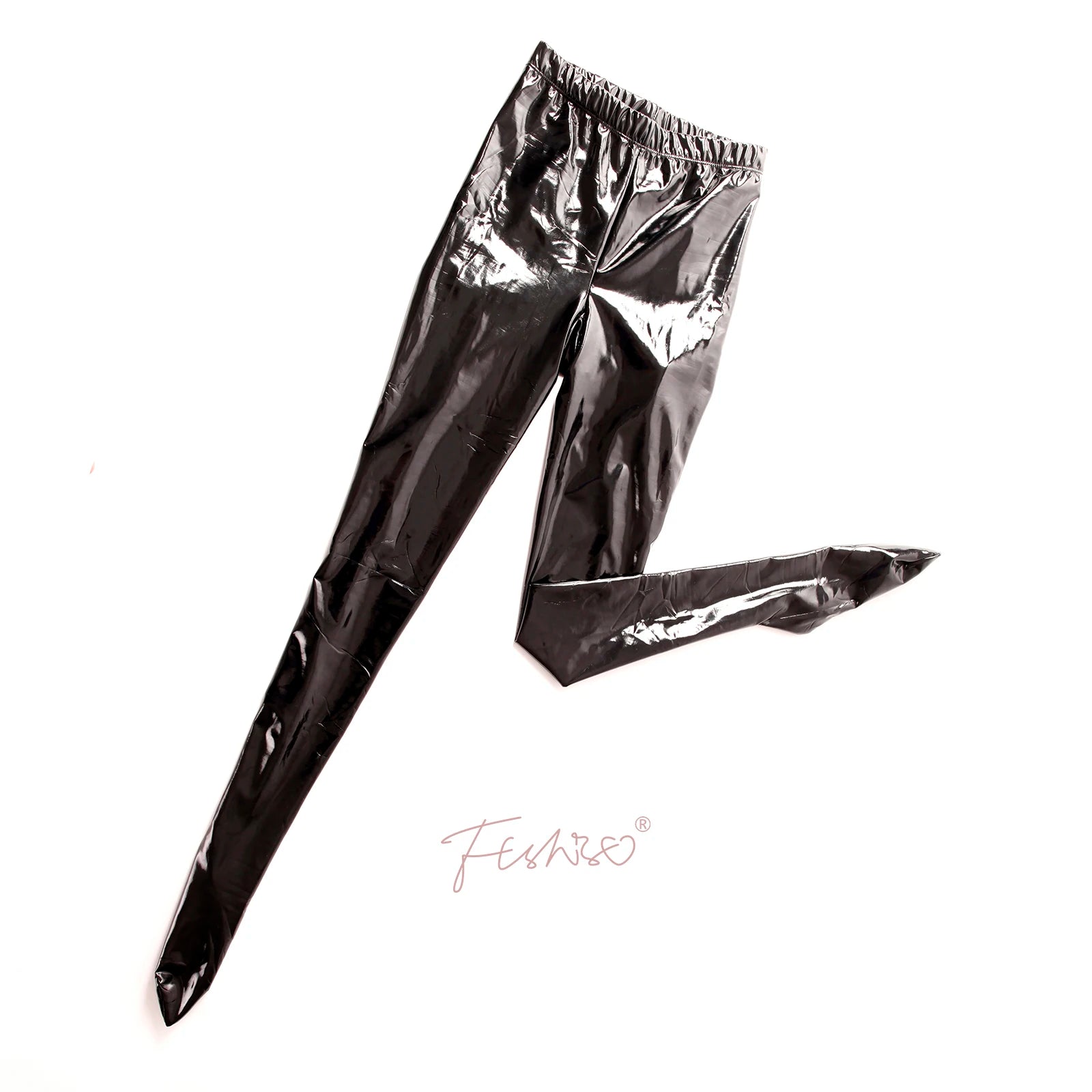Ftshist Unisex Patent Leather Solid Color Pantyhose Shiny Wetlook Adult Footed Tights High Waist Fetish Cosplay Glossy Socks