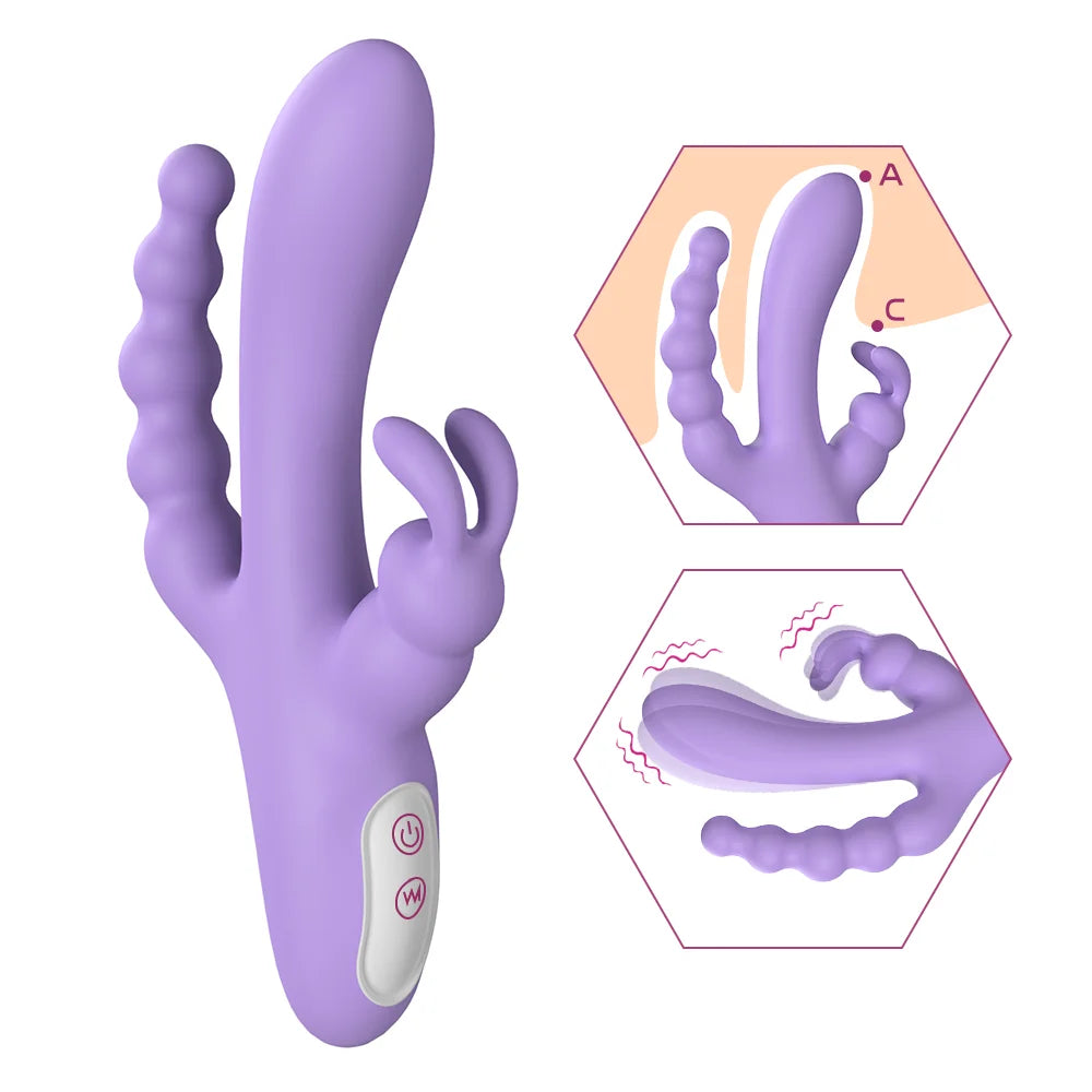 New Arrival Medical Silicone+ABS 9-frequency Vibration G-spot and Anus Stimulus Rabbit Vibrators