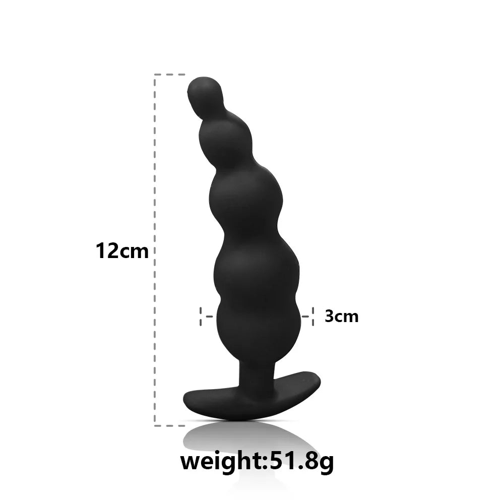 Remote-Controlled Anal Beads Vibrator Prostata Massager and Toy Butt Plug for Men and Women