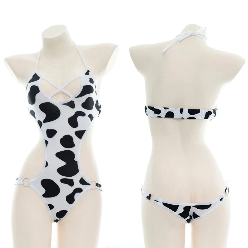 AniLV Anime Cartoon Cow Series Bodysuit Underwear Maid Unifrom Costume Kawaii Girl Bikini Swimsuit Set Outfit Cosplay