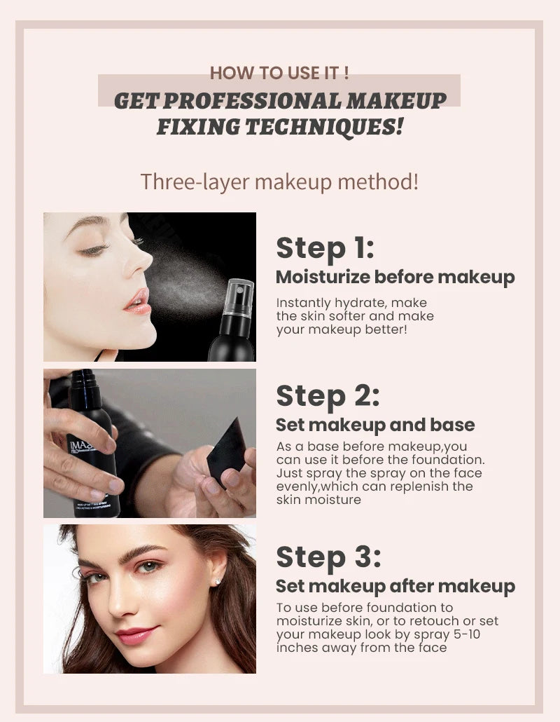 IMAGIC 80ml Makeup Setting Spray Long Lasting Oil Controlling Natural Water Mist Quick Makeup Setting Moisturizing Fix Spray