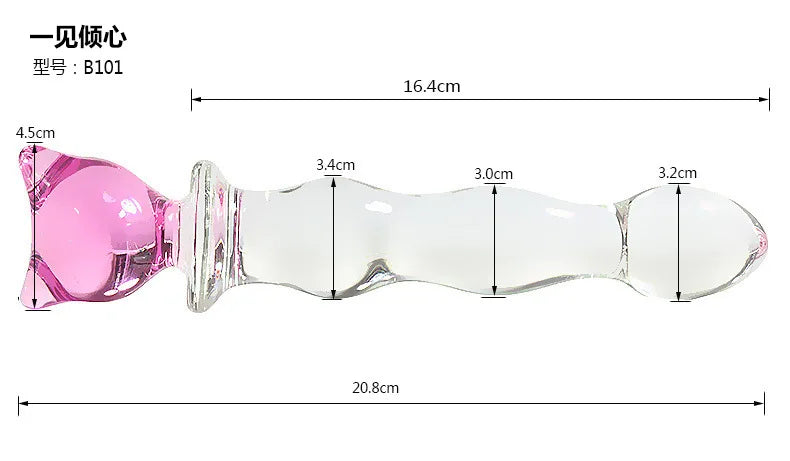 Glass Dildo Sex Penis Large Crystal Pink Heart Butt Plug Vagina Ball Big Glass Anal Dildo Bead Fake Penis Sex Toys For Women Gay