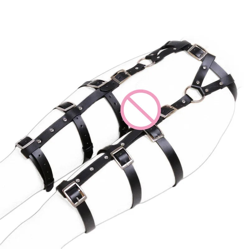 Women Fetish Bdsm Flirt Sex Toys of Slave Leather Bondage Harness Straps with Leg Suspenders Strap Garter Exotic Accessories