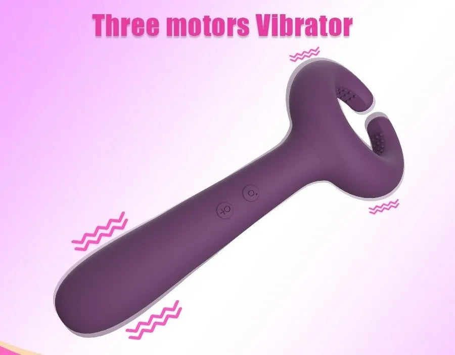 3 Motors Powerful Vibrators for Couples G-Spot Stimulator Men Penis Ring Female Vagina Anal Masturbator Adult Sex Toys for Woman