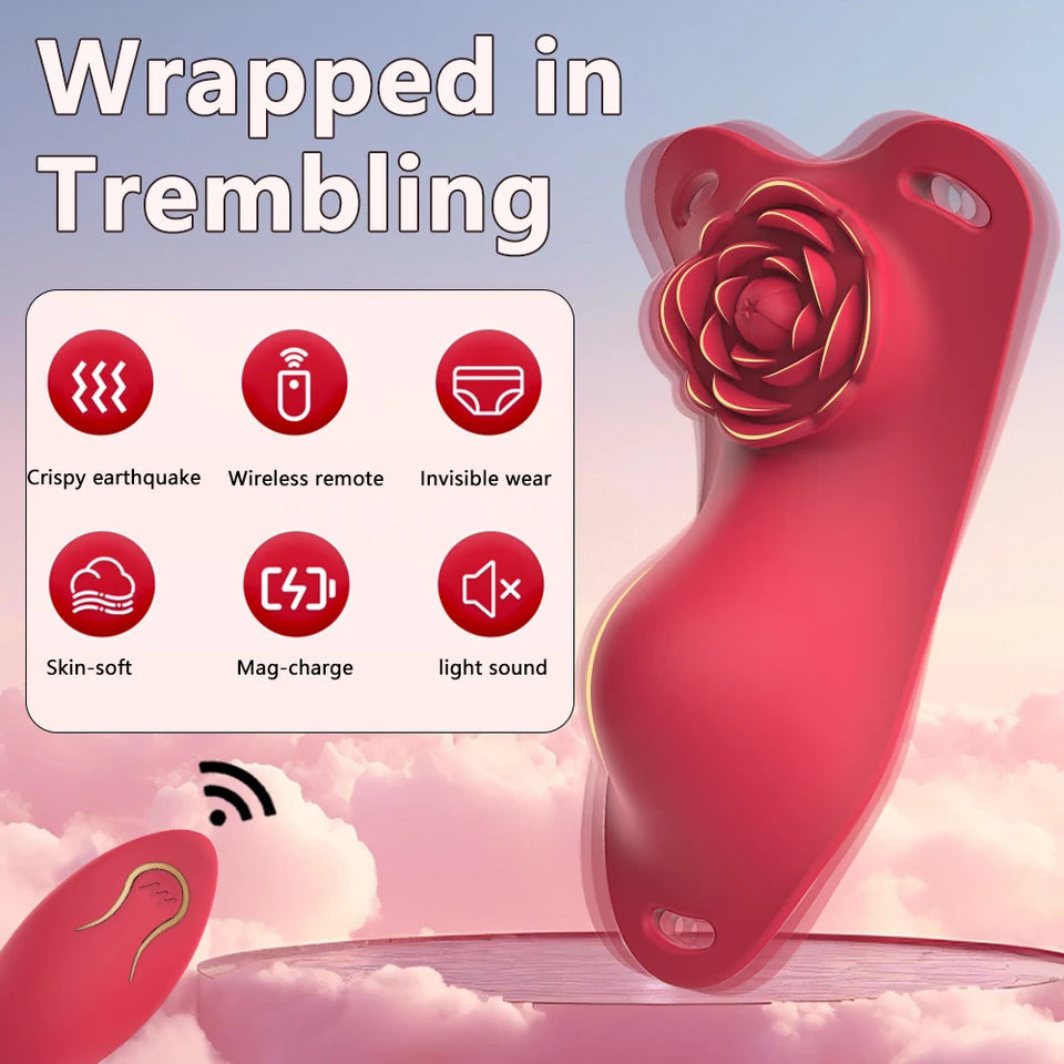 USB Adult Wearable Panty Vibrator with 10 Mode Remote Control Rose Vibrators for Men and Women's Sexual Pleasure