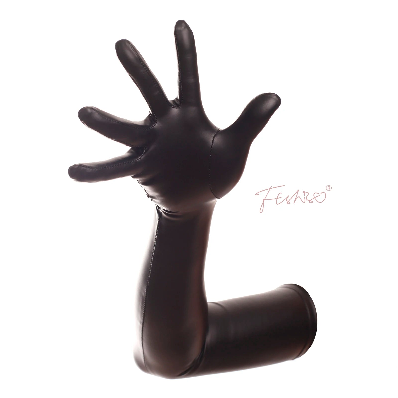Ftshist Sexy Full Finger Wetlook Long Gloves Matte Black Elastic PU Leather Elbow Length Glove Fetish Wear Fashion Accessories
