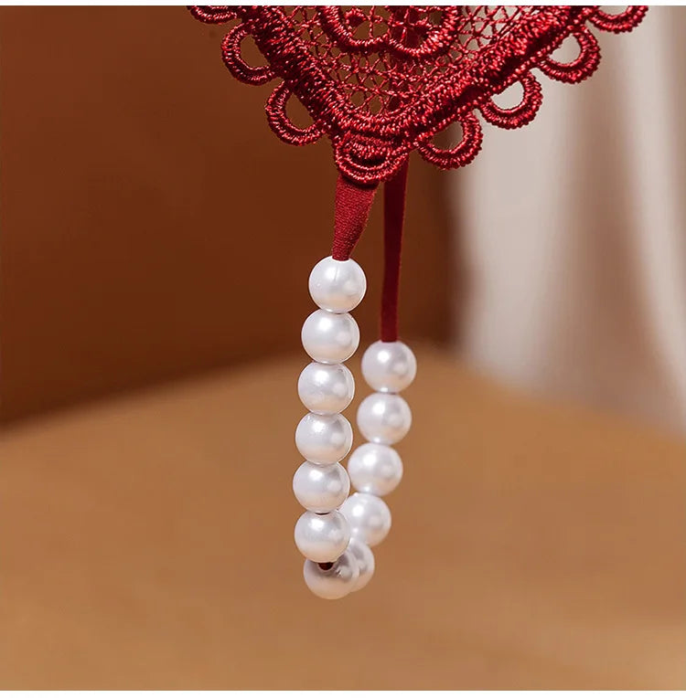 Adults Games Sex Toys of Lace Thongs G String Panties with Sexy Pearl Massaging Bead Crotchless T-back for Fetish Lingerie Flirt