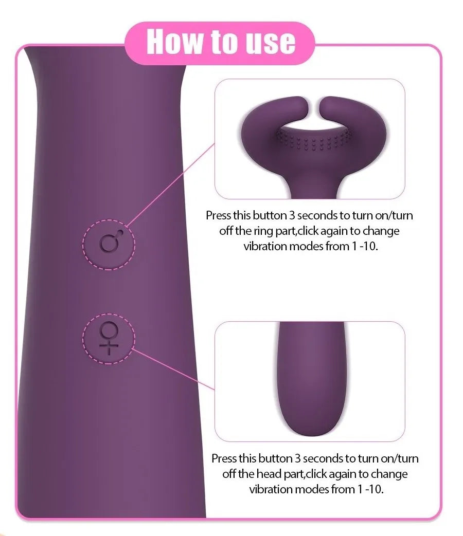 3 Motors Powerful Vibrators for Couples G-Spot Stimulator Men Penis Ring Female Vagina Anal Masturbator Adult Sex Toys for Woman