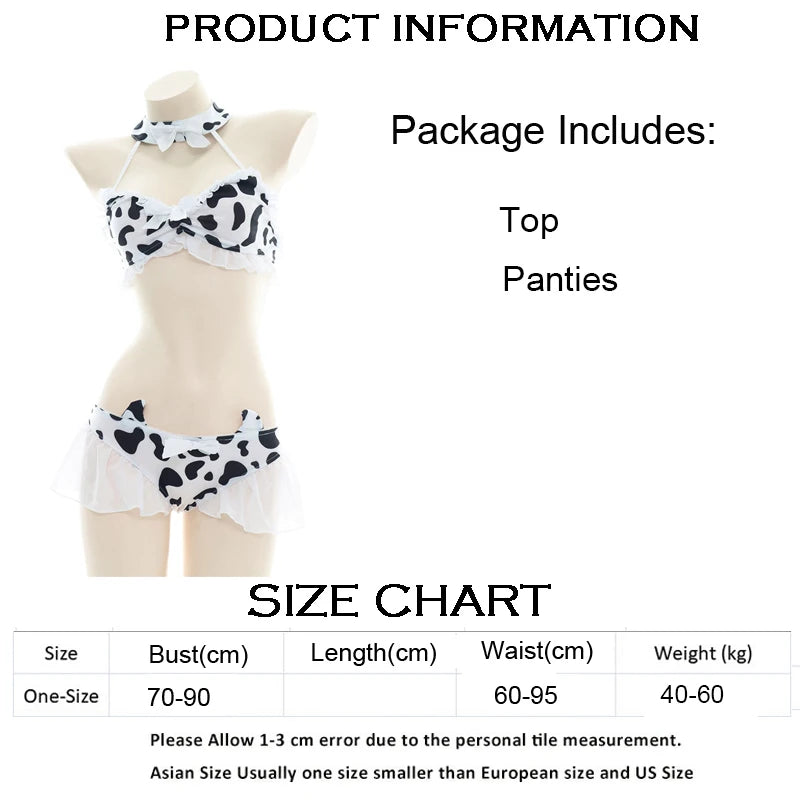 AniLV Anime Cartoon Cow Series Bodysuit Underwear Maid Unifrom Costume Kawaii Girl Bikini Swimsuit Set Outfit Cosplay