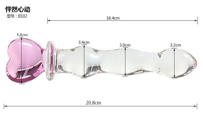 Glass Dildo Sex Penis Large Crystal Pink Heart Butt Plug Vagina Ball Big Glass Anal Dildo Bead Fake Penis Sex Toys For Women Gay