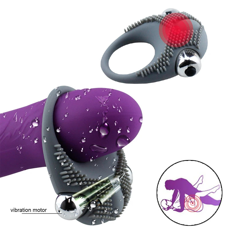 Erotic Bullet Vibrator Penis Vibrating Ring Delay Ejaculation Adult Sex Toys For Men Male Clitoris Massager Cock Silicone Ring