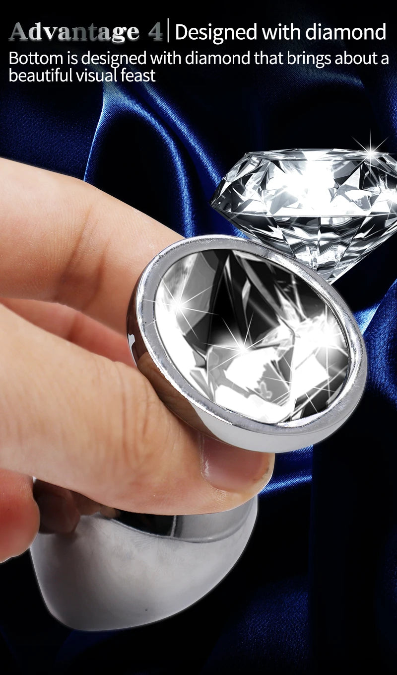 Small Anal Plug Diamond Jewel Butt Plug Metal Anal Sex Toys Big Buttplug Tail Stopper Anus Massage Prostate/Vagina Stimulator