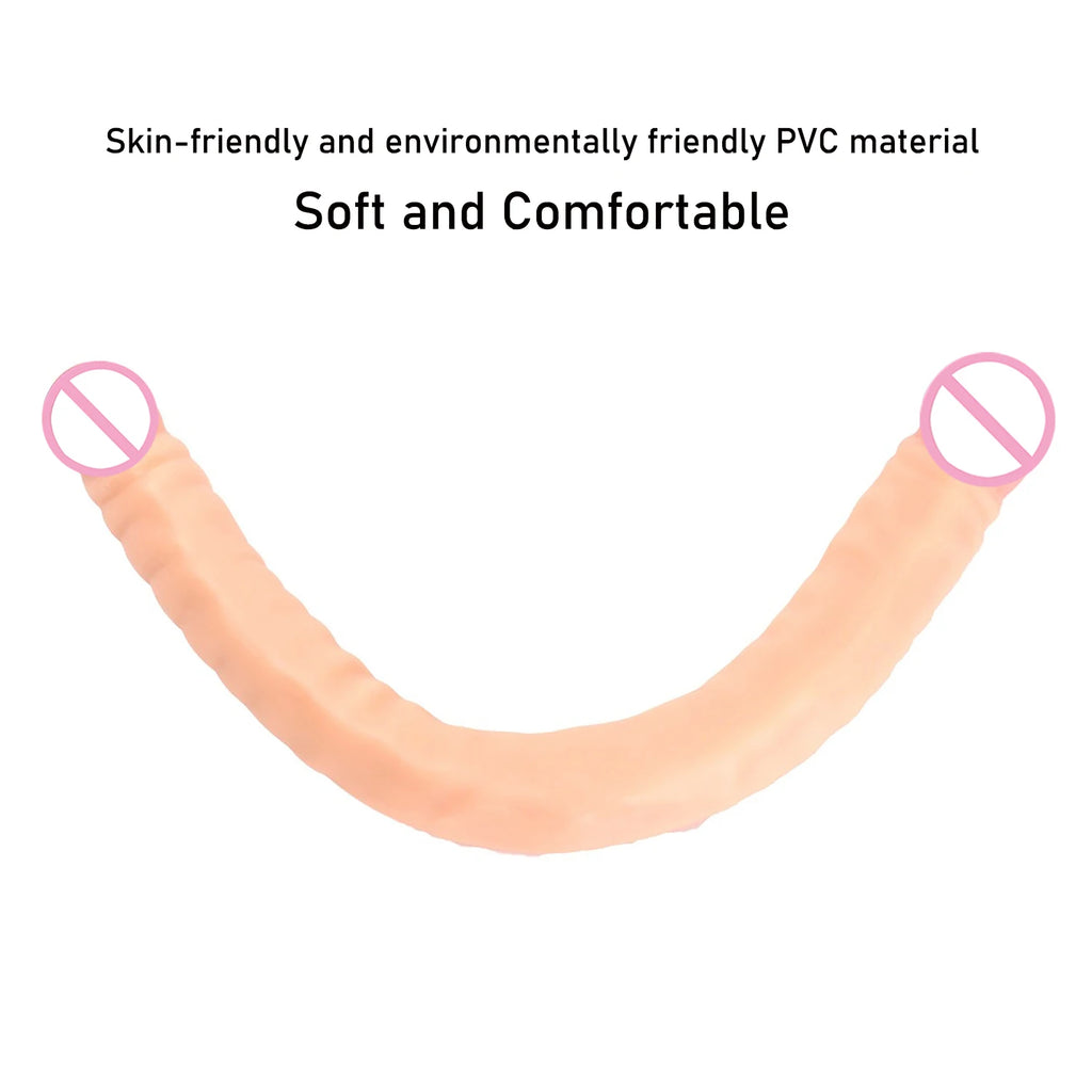 18.5 Inch Overlength Double Dildos Soft Double Headed Penis Realistic Phallus Double Penetration Vagina and Anus Sex Toys Dick