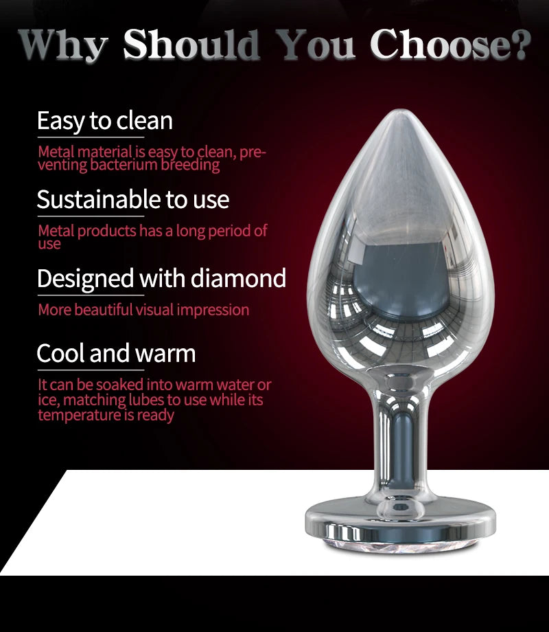 Small Anal Plug Diamond Jewel Butt Plug Metal Anal Sex Toys Big Buttplug Tail Stopper Anus Massage Prostate/Vagina Stimulator