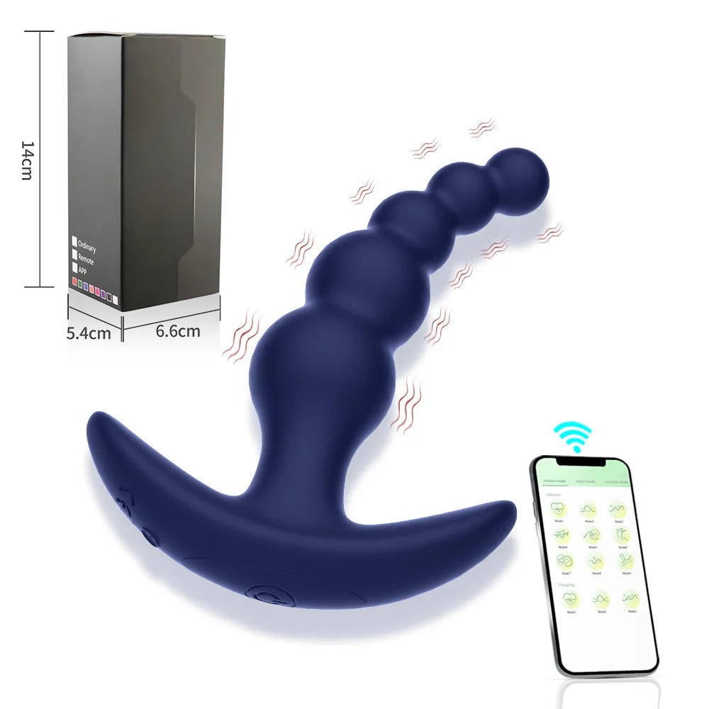 Remote-Controlled Anal Beads Vibrator Prostata Massager and Toy Butt Plug for Men and Women