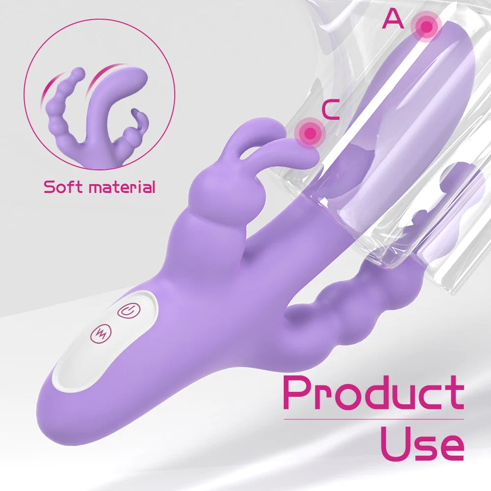 New Arrival Medical Silicone+ABS 9-frequency Vibration G-spot and Anus Stimulus Rabbit Vibrators