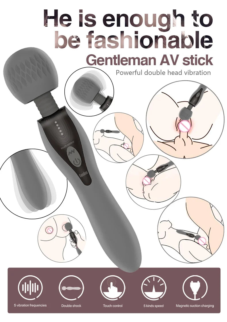 5 Kinds Of Frequency Control Powerful Vibrator Sex Machine Double Motor AV Wand Vaginal Pussy Masturbation Sex Toy For Women